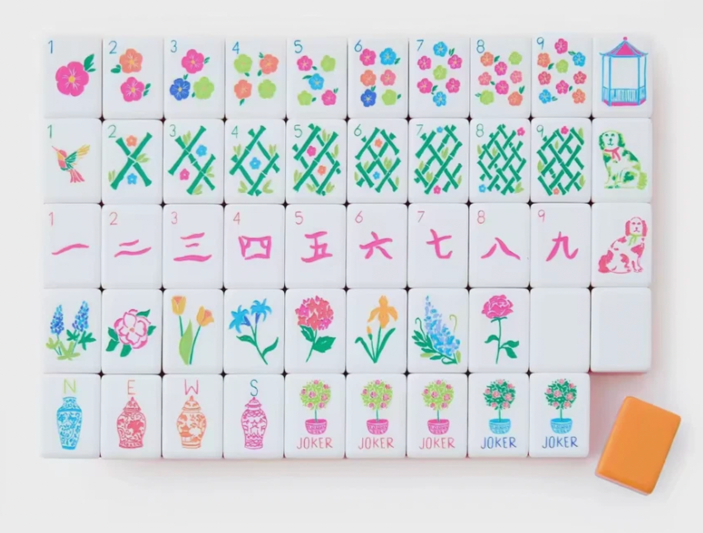 SPICY ORANGE American Mahjong Tiles- 160 Engraved/Acrylic + Dice