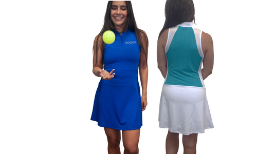 Half Zip Court Print Contrast Mesh Dress