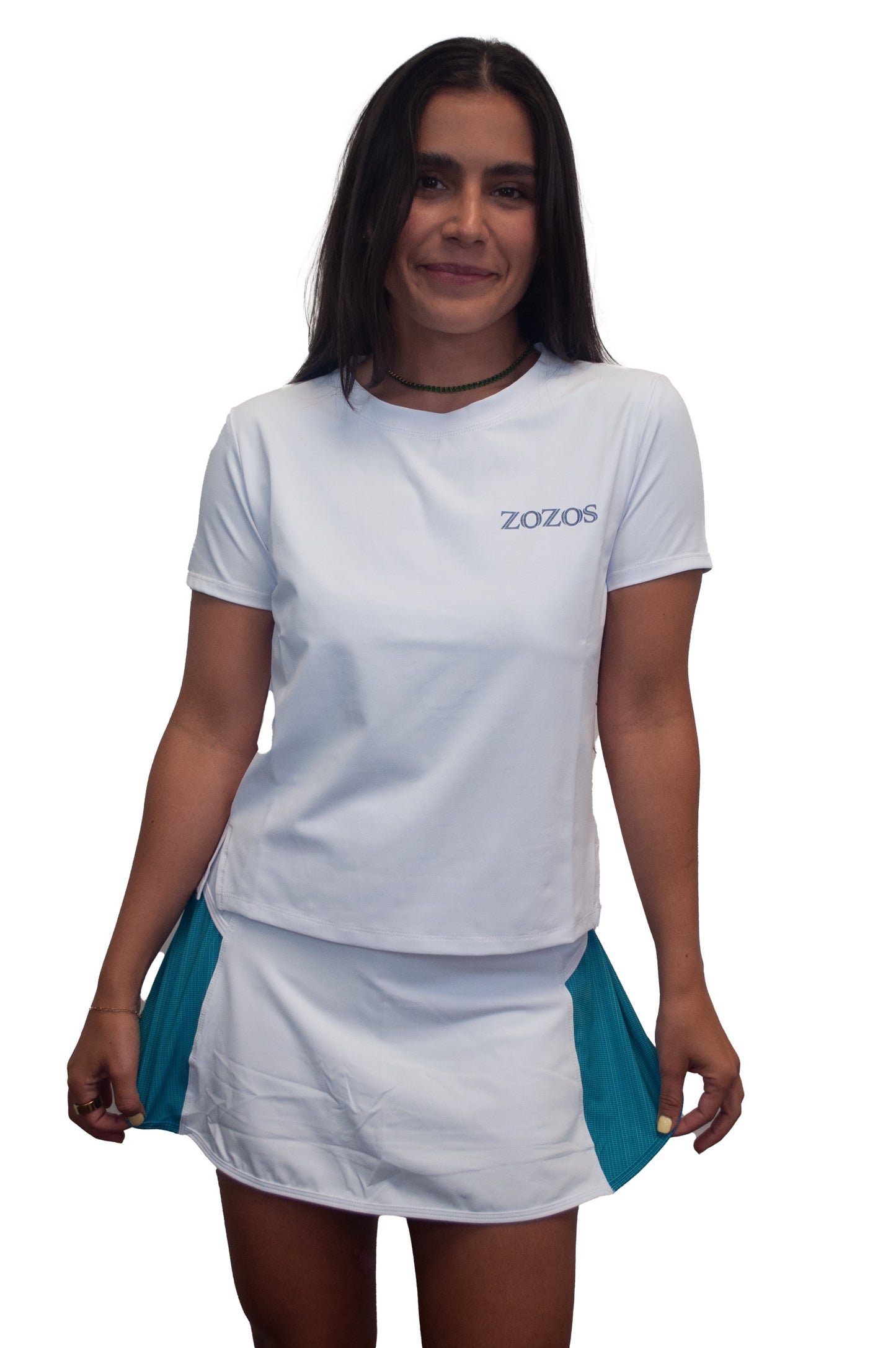 Court Print mesh cut out side split sports top