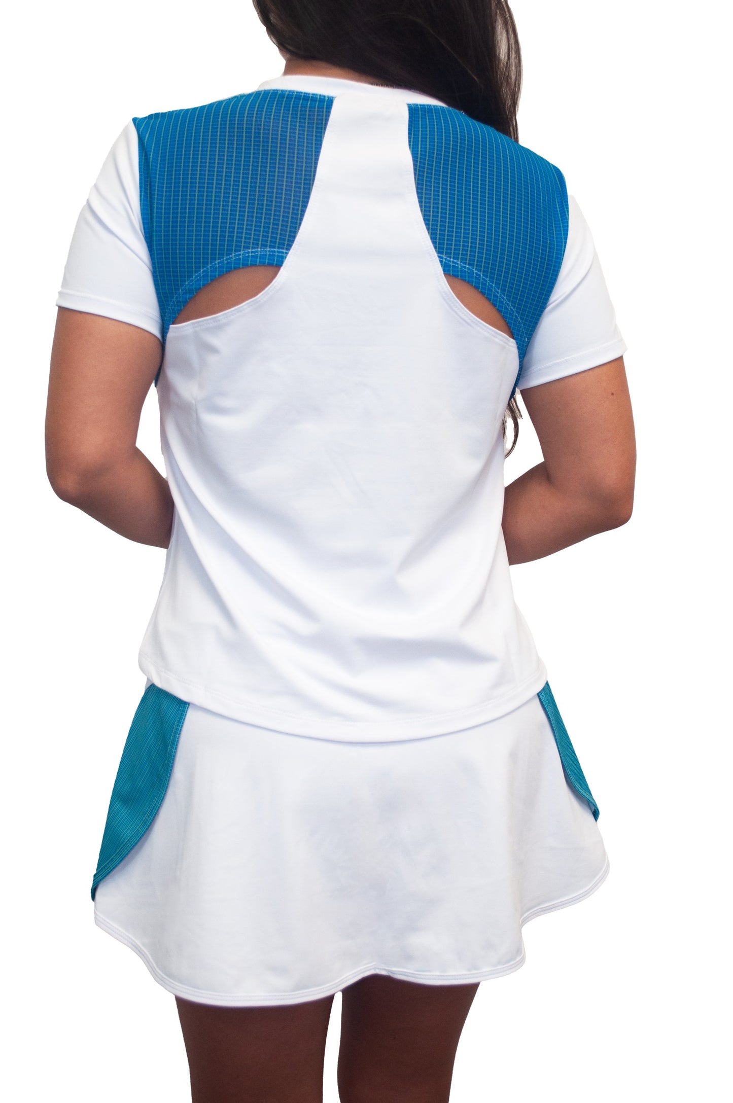 Court Print mesh cut out side split sports top