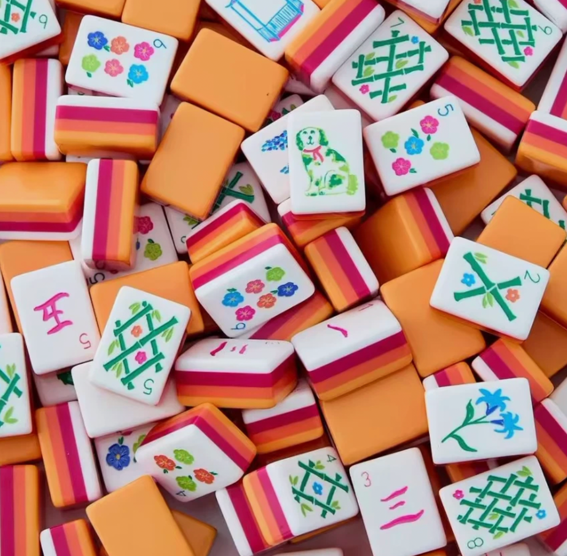 SPICY ORANGE  American Mahjong Tiles- 160 Engraved/Acrylic + Dice