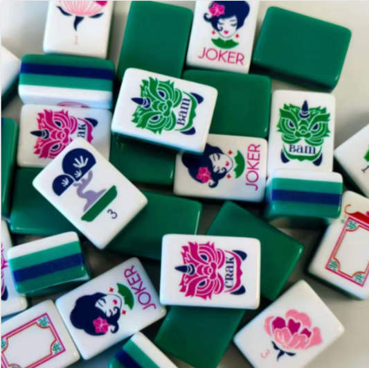 EMERALD Green American Mahjong Tiles- 160 Engraved/Acrylic tiles + Dice