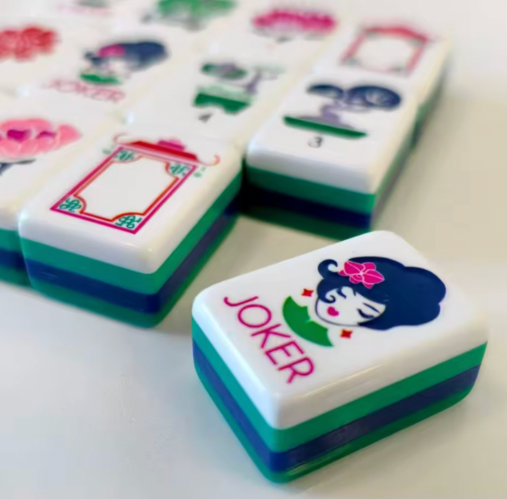 EMERALD Green American Mahjong Tiles- 160 Engraved/Acrylic tiles + Dice