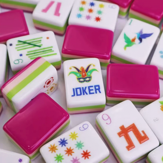 POP PRINCESS PINK American Mahjong Tiles- 160 Engraved/Acrylic + Dice