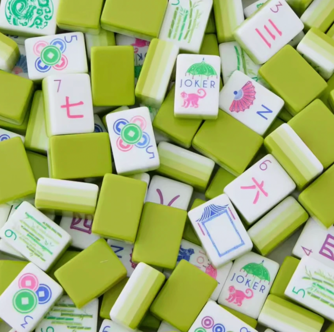 Key Lime American Mahjong 160 Engraved/Acrylic tiles + Dice