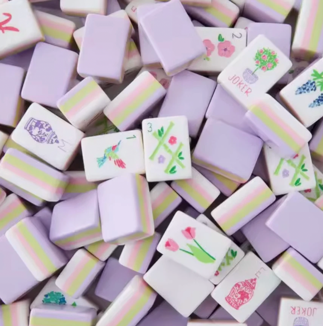 Lilac American Mahjong 160 Engraved/Acrylic tiles + Dice