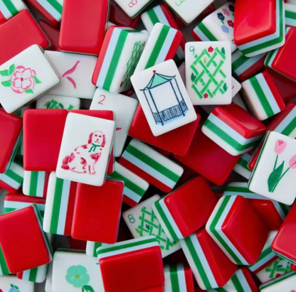 Ruby Red American Mahjong 160 Engraved/Acrylic tiles + Dice