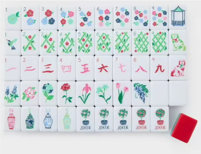 Ruby Red American Mahjong 160 Engraved/Acrylic tiles + Dice