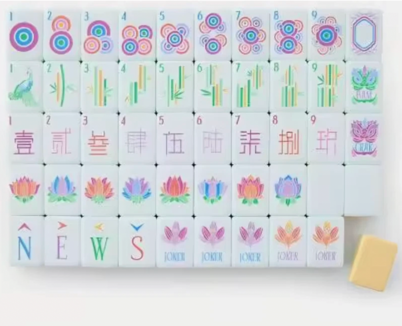 Sunshine American Mahjong 160 Engraved/Acrylic tiles + Dice